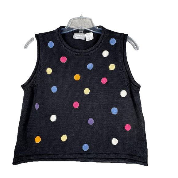 Blair Sweater Womens Large Black Multi Polka Dot Vest Retro Knit 90s Y2k‎ Boho - Picture 1 of 8
